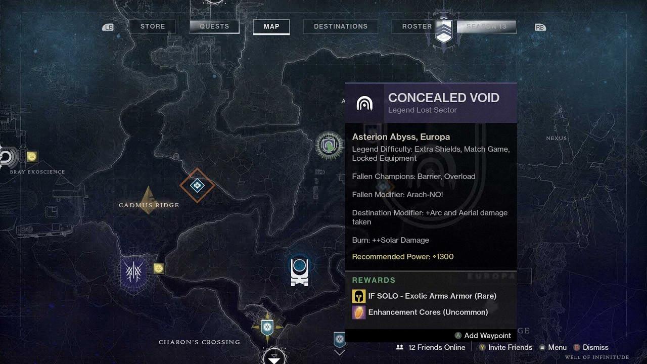 concealed void lost sector location