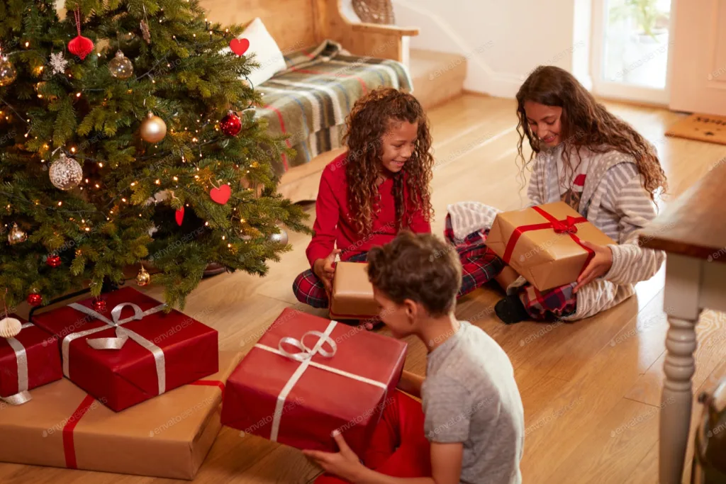 children opening christmas gift 1675750001