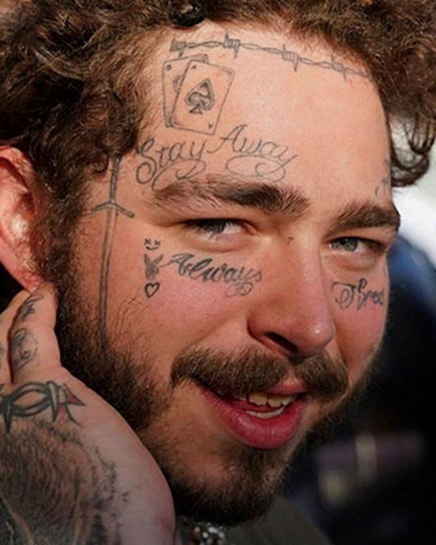 does post malone have a dorito tattoo on his face