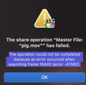 error 41562 final cut pro 1 1