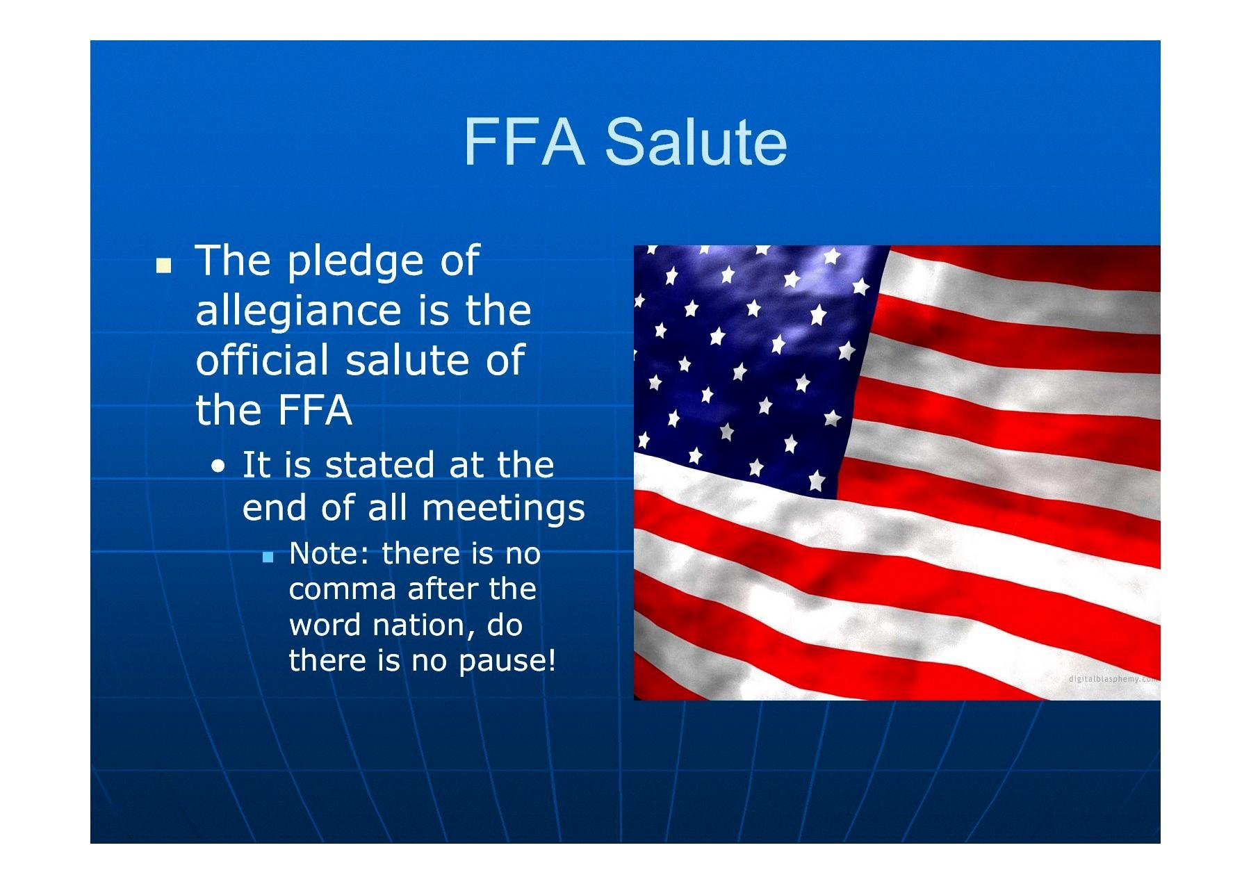 The FFA Salute A Pledge To Reinforce The Organization s Values