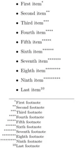 footnote symbols 1 1