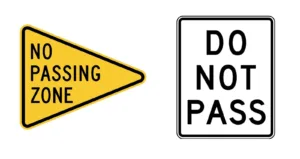 pennant shaped signs indicate 1