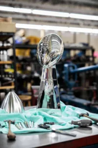 whats the lombardi trophy made of 1 1